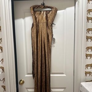 Dress the Population NWT Sequin Copper Jumpsuit - size XS